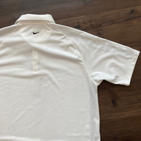 Nike Golf Dri Fit Men’s Polo Shirt Standard Fit White Black Stripe Size XL - Picture 8 of 10